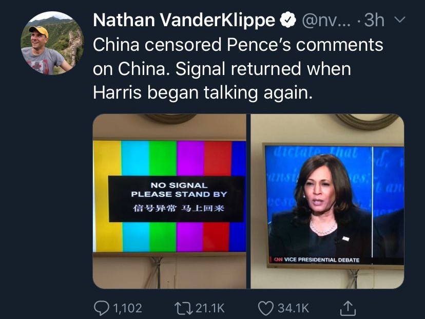 Nathan VanderKlippe指中國審查了彭斯的言論。-香港財經時報-HKBT