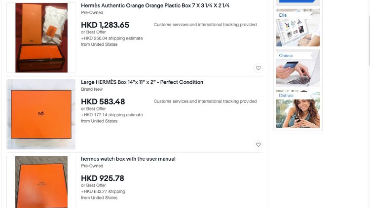 根據eBay網頁資料顯示，Hermès空盒價值200至1,000多元不等。