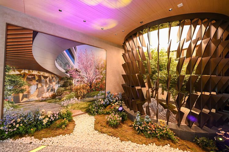 住客會所「CLUB QUINN」由兩大日本殿堂級設計師Super Potato及石原和幸設計，靈感沿自日本池泉迴遊式庭園。